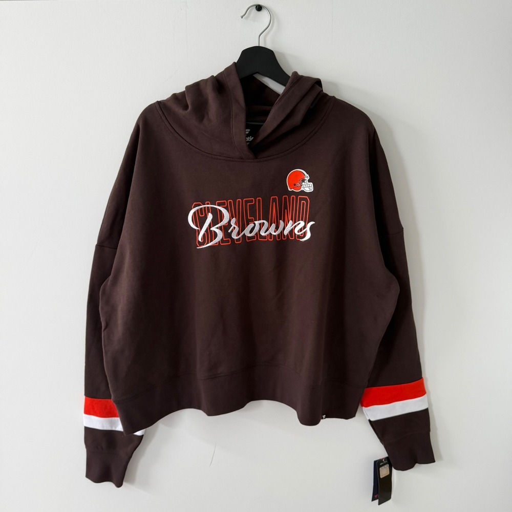 Fanatics Cleveland Browns Womens 2XL Cropped Brown Hoodie NFL Sweatshirt NWT